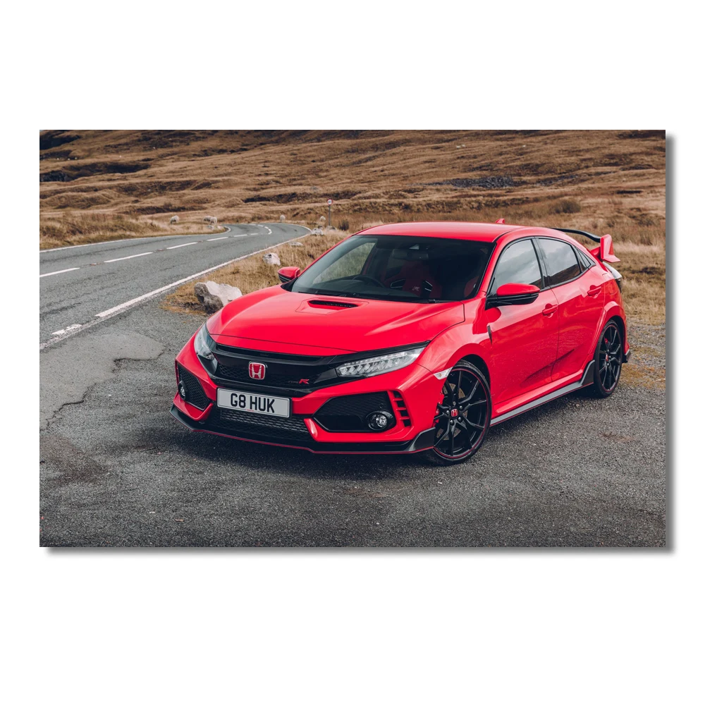 Красная машина Honda CIVIC Тип R Sportscar автомобиль холст живопись плакаты и принты