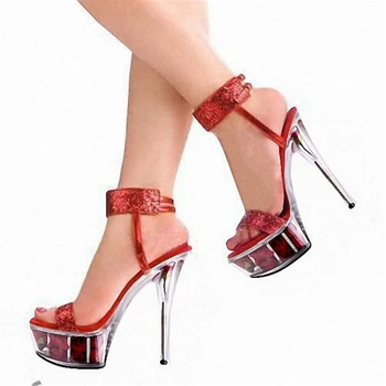 

Rncksi Women Shoes High Heel Bling Crystal Ladies Sandals Chunky Heel Female's Summer Footwear Glitter wrist strap women's shoes