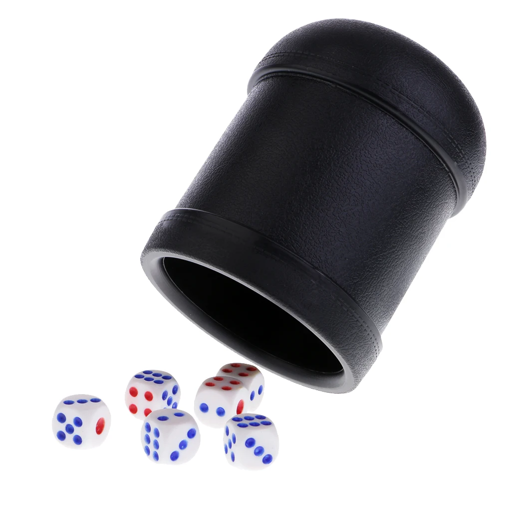 6x Dices Die Set w/ Cup for KTV Pub Bar Dungeons &Dragons RPG Table Game Black