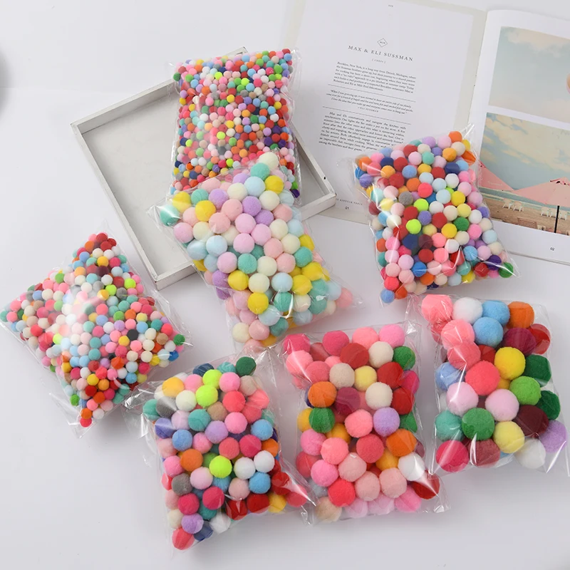 10g Mixed Soft Round Shaped Pompom Balls Fluffy Pom Pom for Kids DIY Garment Handcraft 8mm 10mm 15mm 20mm 25mm 30mm Craft Supplies Pom Poms Craft Supplies Fluffy Ball Accessories