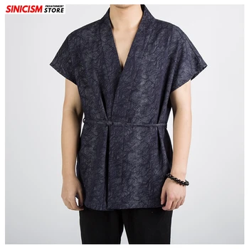 

Sinicism Store 2020 Men Chinese Style Short Sleeve V-neck T Shirt Men Summer Loose Vintage T Shirts Male Fashion Tang Clothes
