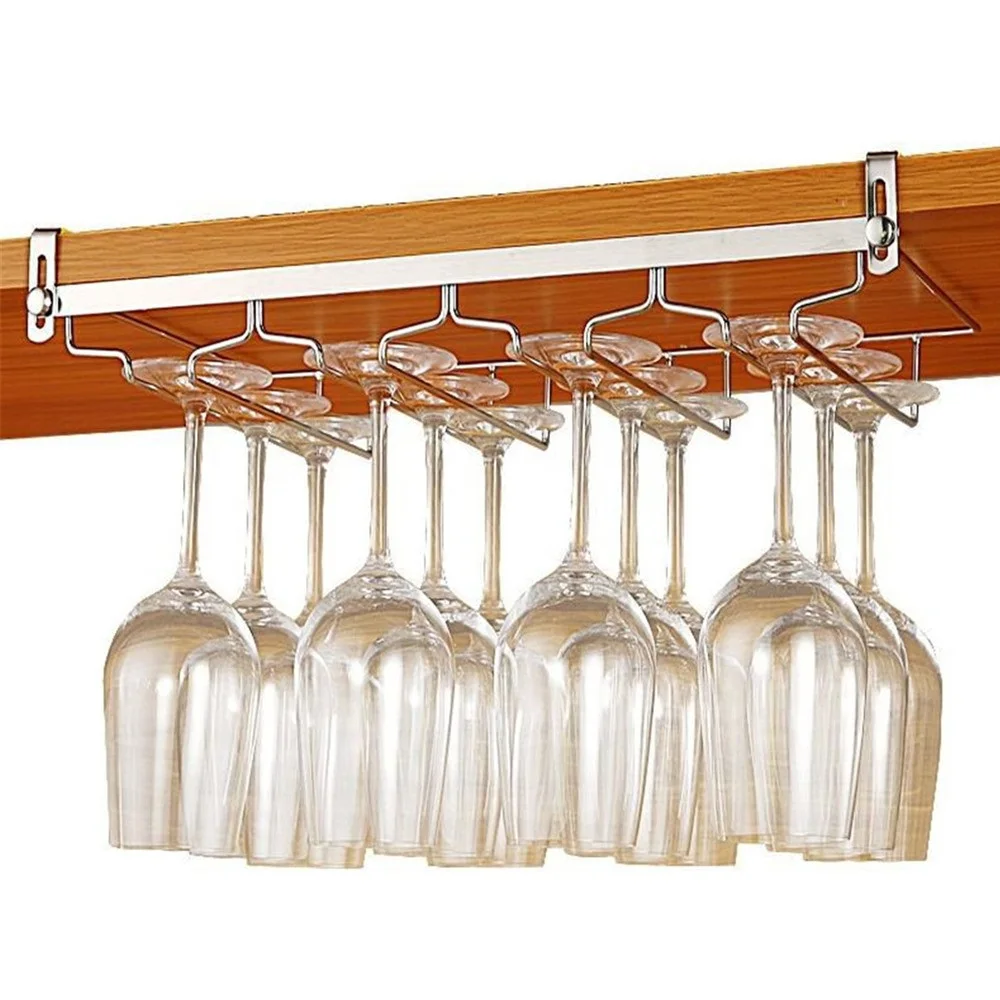 Нержавеющая сталь ногтей Бесплатная шкаф висит красное вино Стекло стеллаж для