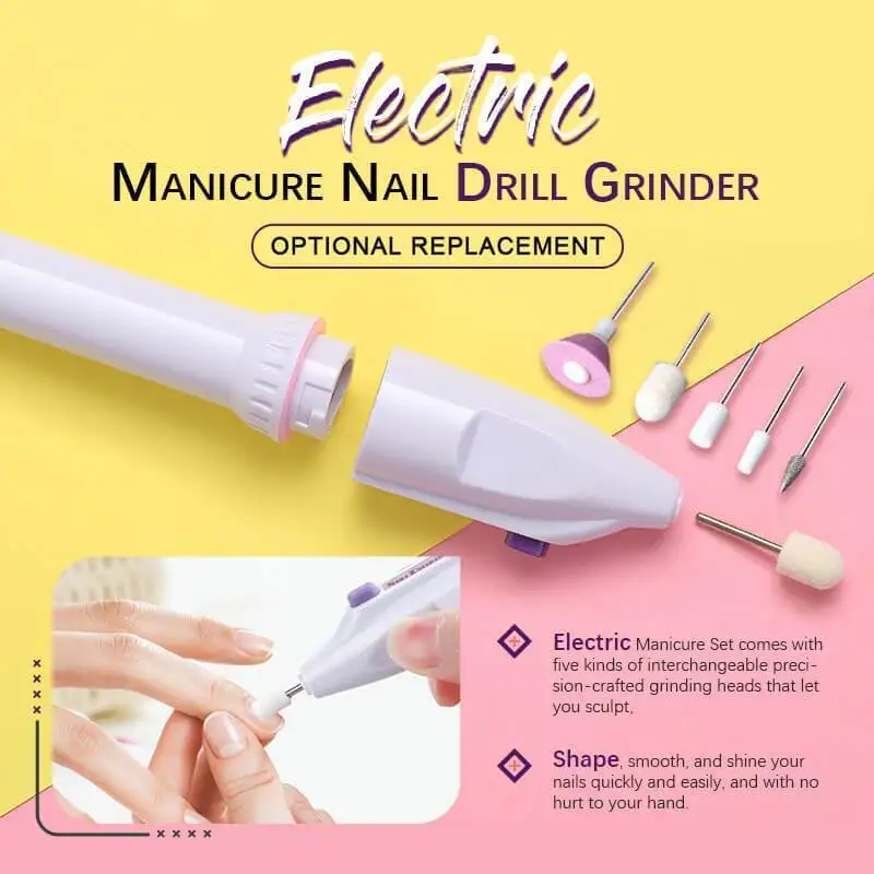 5 Bits/Set Pro Electric Nail Care Kit Home Use Mini Nail Drill Machine