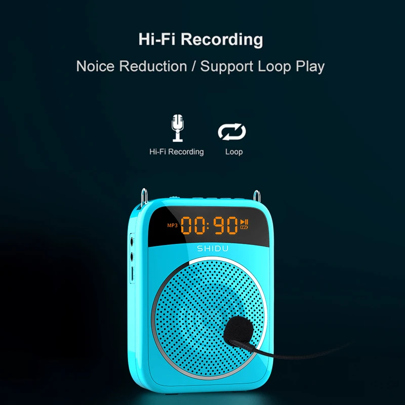 Amplificador de Voz com Fio Bluetooth para Professores Shidu Portátil Microfone Gravação Áudio Pessoal Alto-falante Instrutor S298 15w Aux - Image 3
