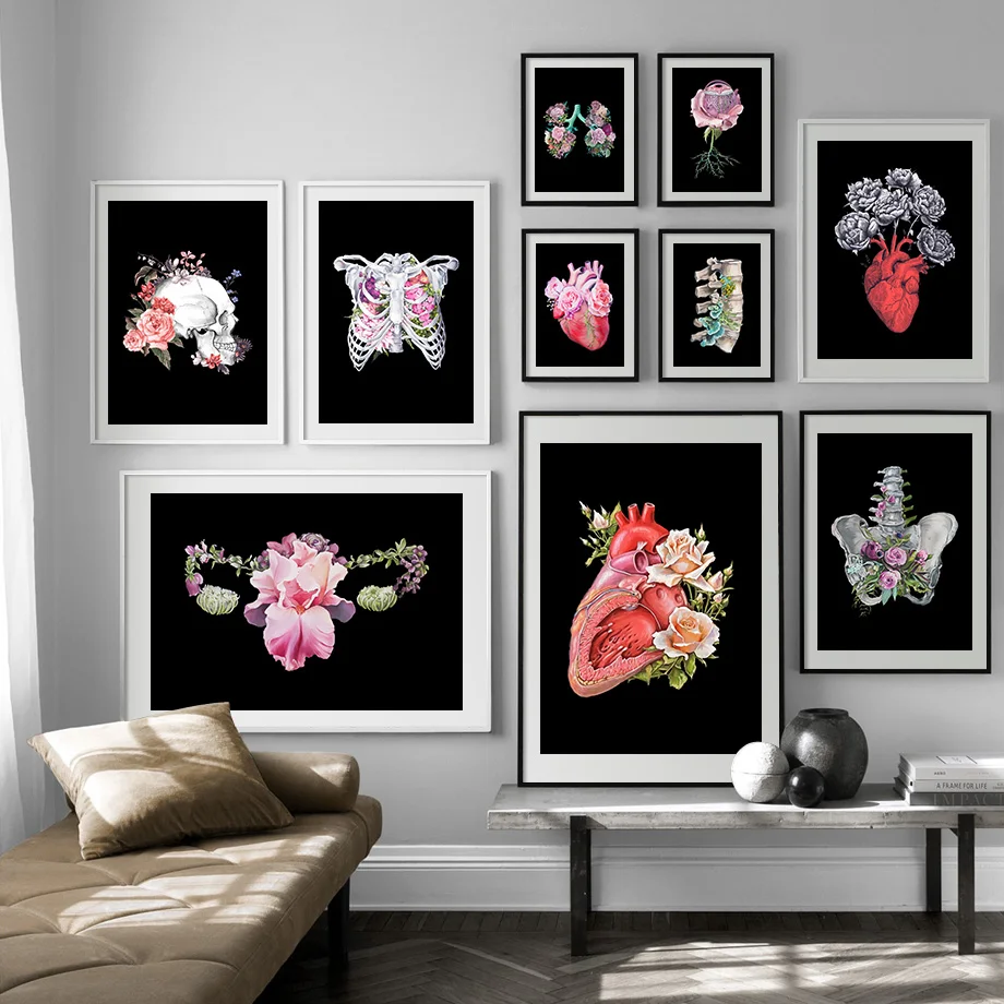 

Brain Heart Human Organs Medical Anatomy Wall Art Print Canvas Painting Nordic Posters And Prints Wall Pictures For Living Room