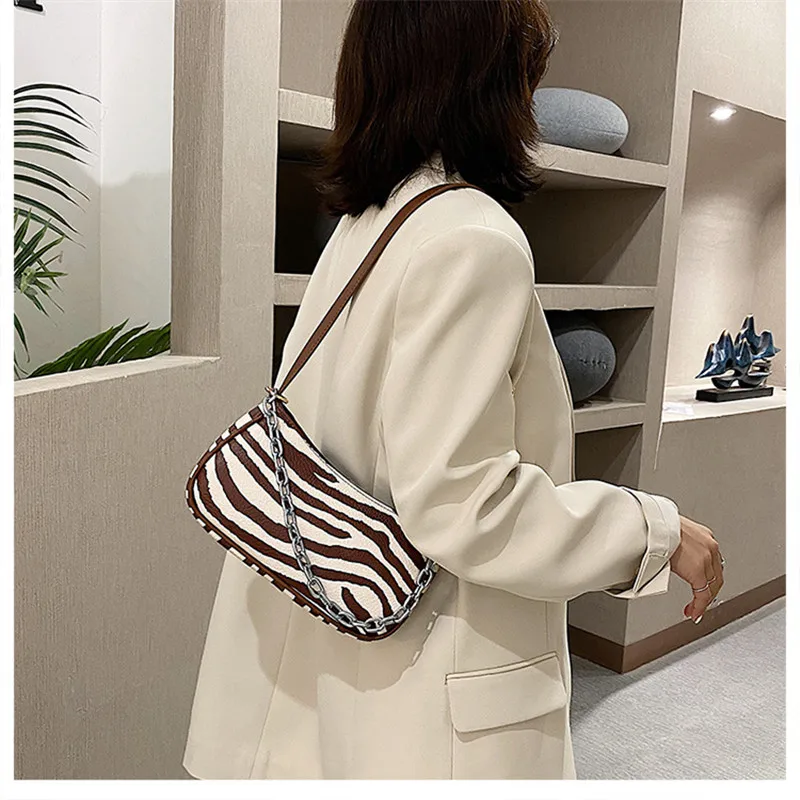 

2020 New Zebra Print Shoulder Bags Fashion Trend PU Leather ladies Half Moon Bag Womens Casual Handbag Messenger Crossbody Bags