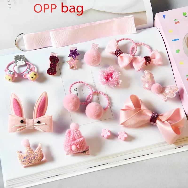 18Pcs/set New Kids Children Princess Accessories Hairpins Barrettes Baby Fabric Bow Flower Headwear Hair clips Girls Headdress - Цвет: NO3