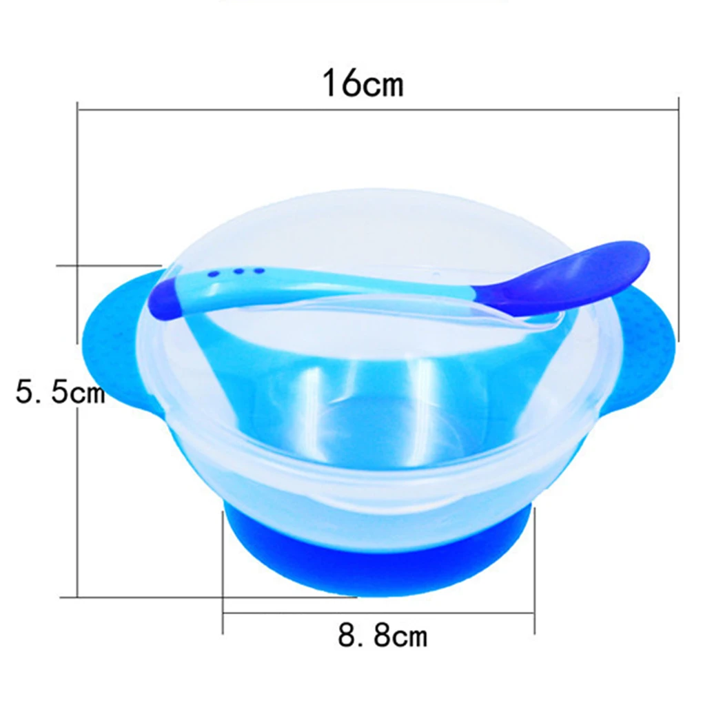 Термочувствительная ложка для кормления ребенка с присоской, обучающая тарелка/поднос, миска, набор посуды, чашка, детская посуда, столовая