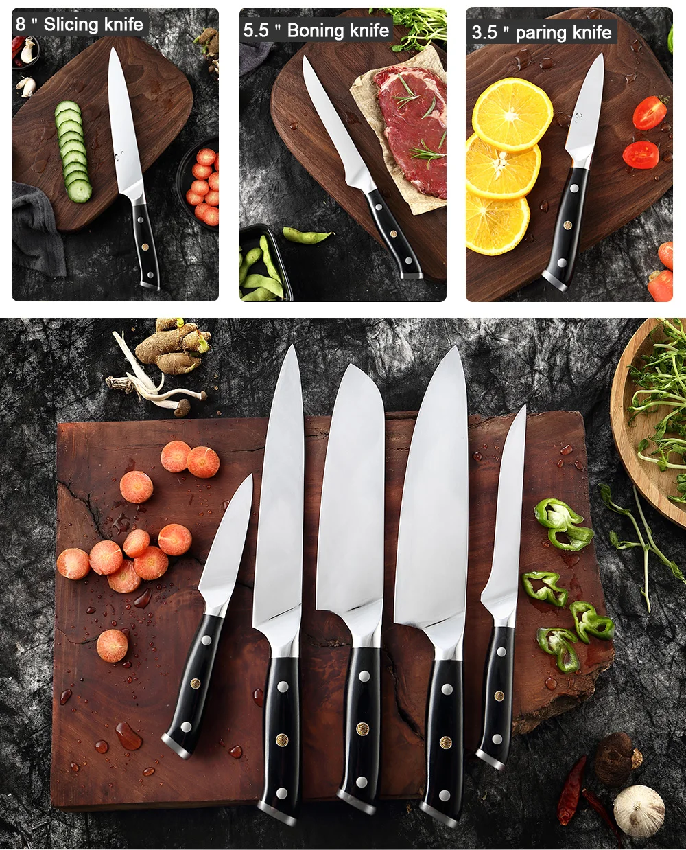 XITUO-Chef Kitchen Knife Set, Super German Steel,