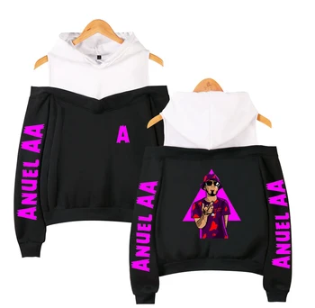 

Anuel AA Hip Hop Real Hasta la Muerte Sexy women Off-shoulder Hoodies Sweatshirt New Style Soft Sreetwear off-shoulder Hoodies