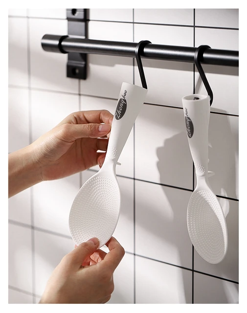 Cucchiai Riso In Plastica 19.6cm - 2 Pezzi Antiaderenti Con Foro Appendi - Foto 4