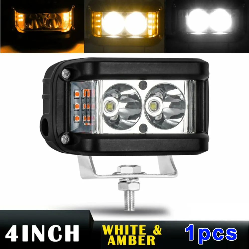 

4-Inch Car Work Side LED Headlight Light Bar 12V 24V Combo White & Amber Strobe Lamp For SUV CE RoHs LED Light