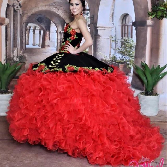 black 15 dress with flowers