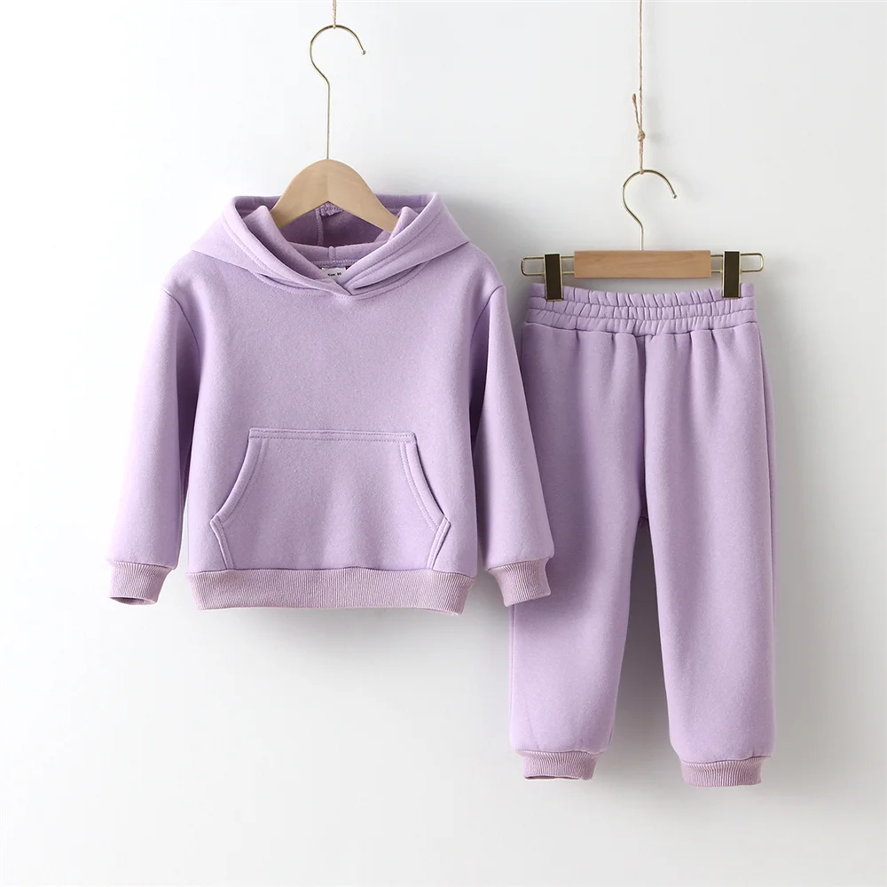 Conjunto De Sudadera Y Pantalón De Invierno Para Bebé (niño O Niña) – Dos Piezas, Manga Larga, Cintura Elástica, Monocolor Verde, Tallas De 12 Meses A 5 Años