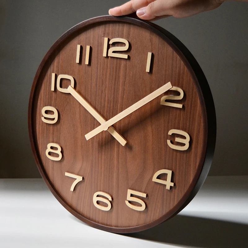 

Large Digital Wall Clock Simple Modern Design Wooden Clocks Bamboo Watch 3D Decorative Hanging Home Decor Silent 14 inch