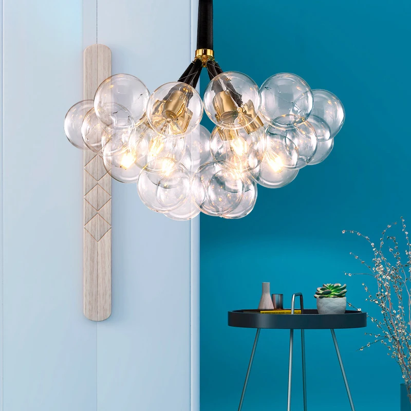 Contracted personality bedroom E27 art glass ball Bubble Pendant light High quality hardware lampbody decorate LED hanging lamp