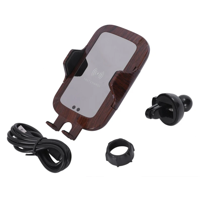 Car Wireless Charger Car Phone Holder For Iphone Xs Max X Xr Wood Grain Fast Wireless Charging Infrared Automatic Induction