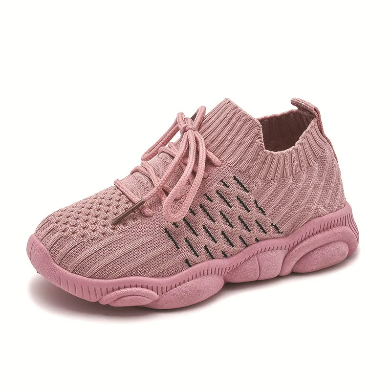 Tenis/детские кроссовки для девочек и мальчиков; детская обувь с резиновой сеткой; спортивные кроссовки для малышей; повседневная детская обувь на плоской подошве - Цвет: Розовый