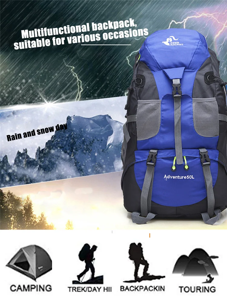 Foldable Hiking Backpack 50L Lightweight Packable Backpack for Backpacking,Travelling, Camping,Mountaineering,Trekking Touring