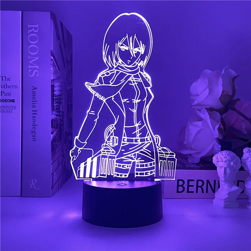 night lamp 3d Night Light Attack on Titan Mikasa Ackerman Figure Girl Nightlight for Dorm Room Decor Light Led Usb Battery Lamp Event Prize nite light Night Lights