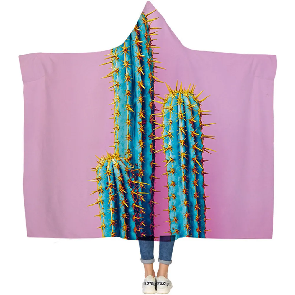 Travel-Outdoor-Wearable-Hooded-Blanket-Unique-Cactus-Printing-Rectangle-Blankets-Winter-Warm-Soft-Lightweight-Coral-Fleece (2)