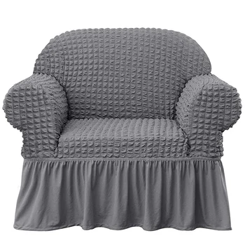 

Stretch Sofa Cover Skirt Sofa Cover 1 Piece Universal Seersucker Sofa Cover with Lotus Leaf Skirt Single Person Multifunctional