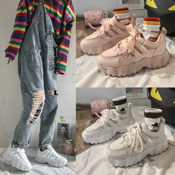 

Daddy shoes ins tide 2020 spring new thick bottom increased casual wild white shoes super fire street sports shoes women's shoes