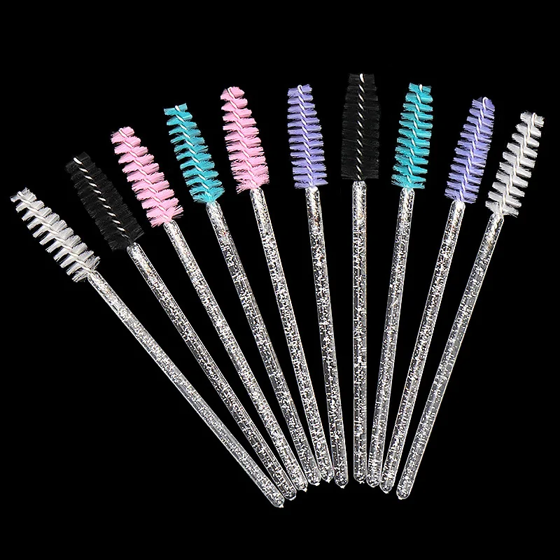 

Disposable Crystal Eyelashes Brushes 50pcs Diamond Handle Mascara Wands Eyebrow Makeup Extension Tool Spooly Applicator Kits