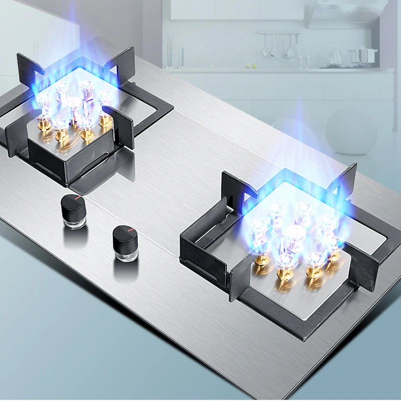 419D 7.0KW Stainless Steel Double-head Fierce Stove /Household Desktop Embedded Dual-Purpose Natural Liquefied Gas Stove 6