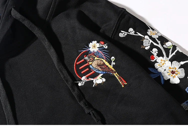 Мужская толстовка с капюшоном в стиле хип-хоп, свитер с вышивкой сакуры, японский стиль Харадзюку, уличная одежда, пуловер с капюшоном, Осенние хлопковые свитшоты CY374