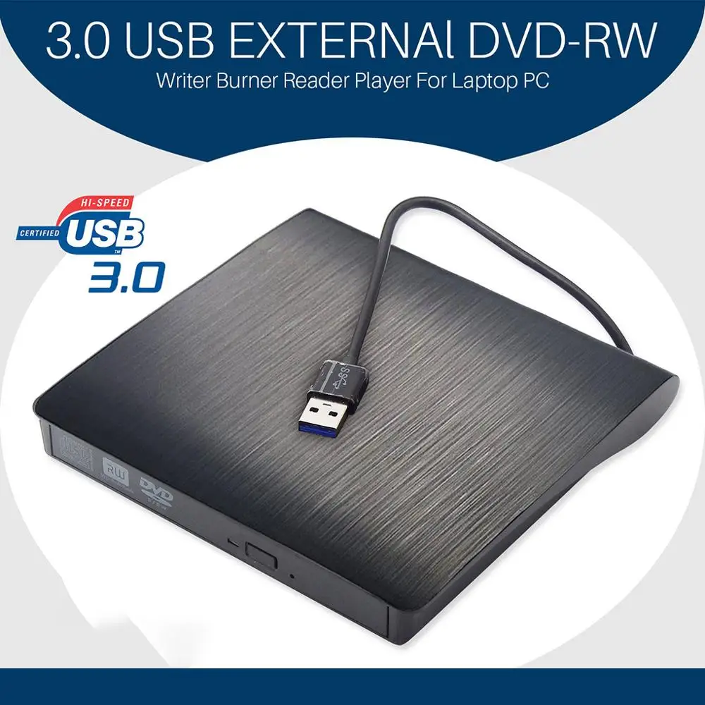 USB 3,0 тонкий внешний DVD RW CD привод горелки ридер плеер Оптические приводы для портативных ПК