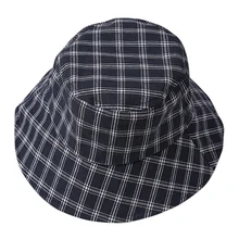Клетчатые хлопковые Панамы Весна Лето пара мода открытый солнцезащитный крем личности случайные шапки для бассейна черный белый