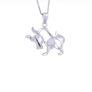 

Zircon Long Horns Cattle Bull Necklaces For Women 925 Sterling Silver Men Crystal Animal Pendants Party Fashion Jewelry