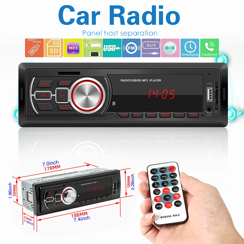 Автомагнитола KEBIDUMEI 1 DIN mp3-плеер стерео MP3-плеер в приборной панели FM Aux TF-карта