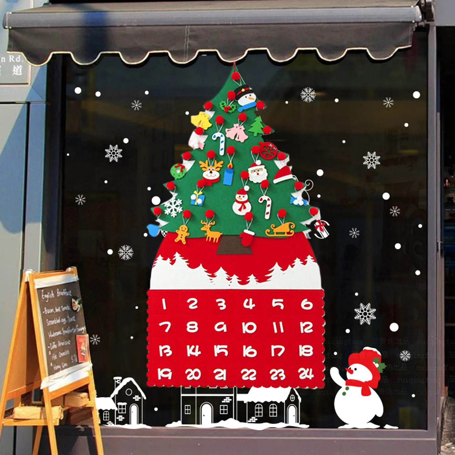 Behogar DIY рождественская елка Advent календарь комплект фетровая ткань обратного отсчета с 24 дневными карманами и 24 шт украшения