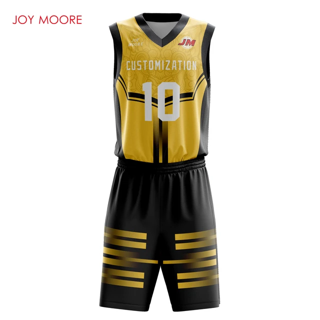 Sleeveless Basketball Jersey Uniforms Custom Sublimation Basketball Shirt  And Shorts Gold Black - Basketball Jerseys - AliExpress