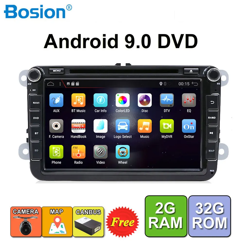 ^*Best Offers 2 DIN Android 9.0 Car DVD for Volkswagen GOLF MK5 MK6 PASSAT B6 POLO SKODA Fabia GPS Navigation Radio USB/SD PC Canbus map