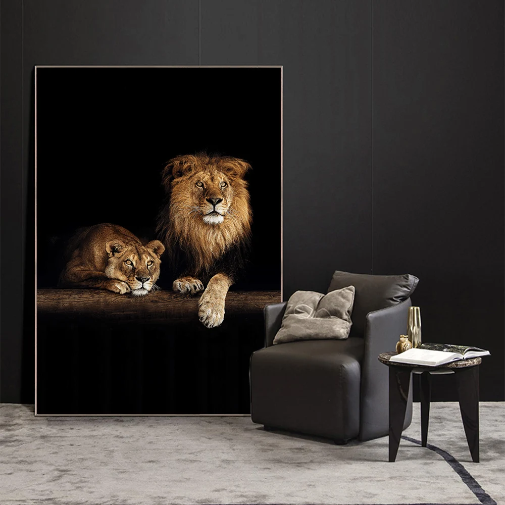 Animais no escuro quadros em tela na parede animais arte da lona animais quadros em tela