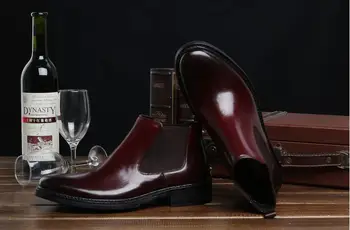 

slip-on Mens Ankle Style Boots Fashion mens dress shoes Genuine Leather Breathable Round Toe oxfords
