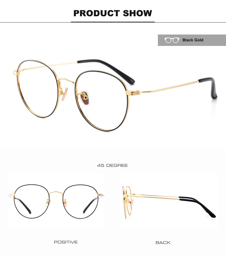 spectacles frame round glasses gold color optical eyewear frame Prescription eyeglasses computer glasses metal glasses frame