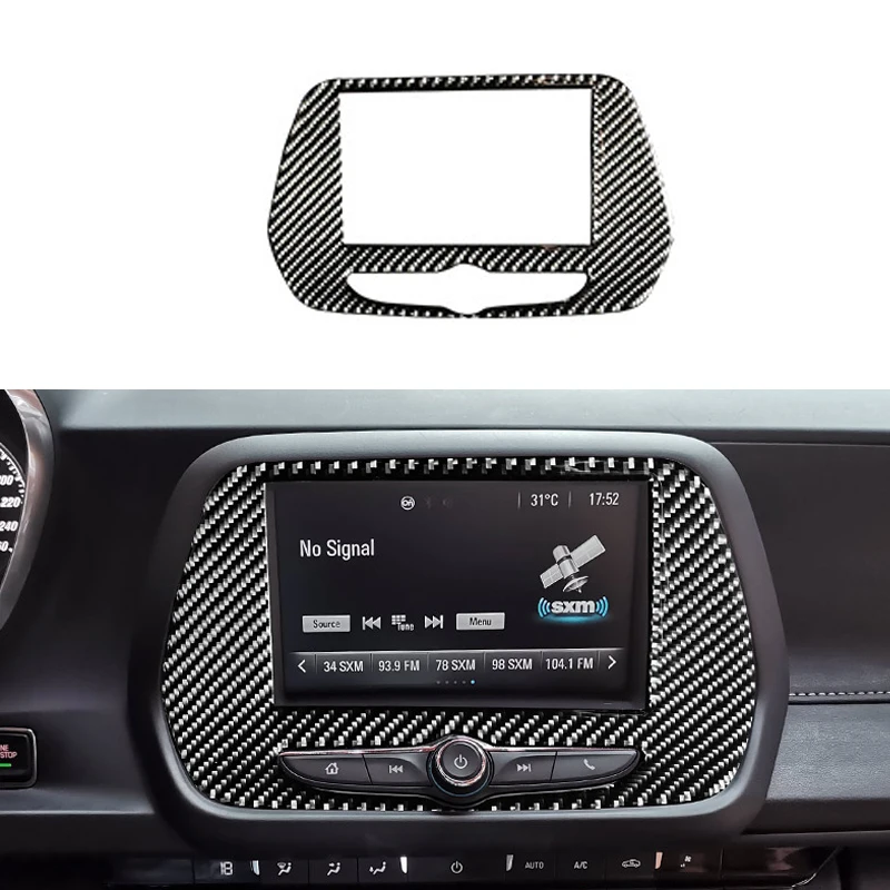 

Carbon Fiber Center Console Car Stereo Navigation Screen Frame Sround Trim fit For Chevrolet Camaro