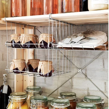 

New Stackable Hanging Basket Under Shelf Hanging Metal Wire Storage Basket for Kitchen Office Bathroom Cabinet Home Organizer