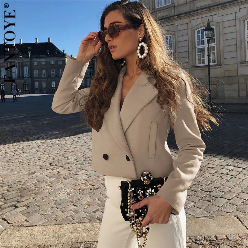 FANTOYE Autumn New Elegant Women Jackets Fashion Office Ladies Khaki Jacket Outwear Tops Loose Basic Street Coat Plus Size
