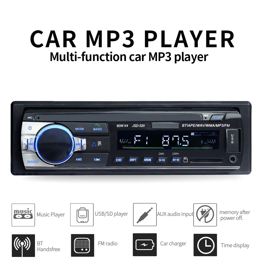 Автомагнитола для Bluetooth MP3-плеер стерео USB AUX Classic Audio RP520 | Автомобили и мотоциклы