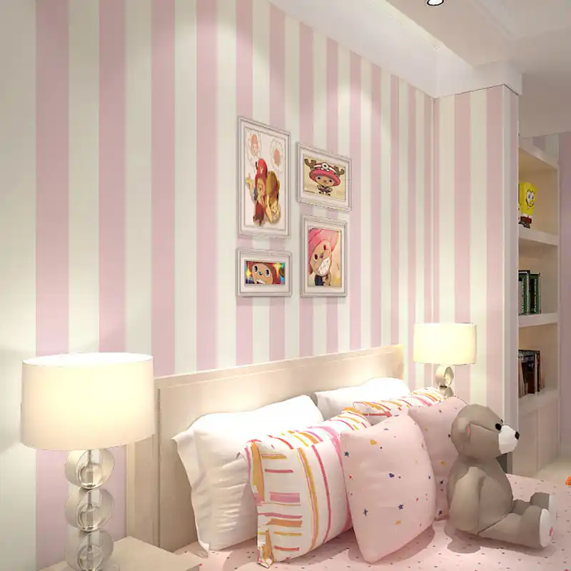Pembe Şerit duvar kağıdı Duvarlar için Dikey çizgili Duvar Kağıtları 3D Pembe Şerit duvar kağıdı Duvarlar için Dikey çizgili Duvar Kağıtları 3D