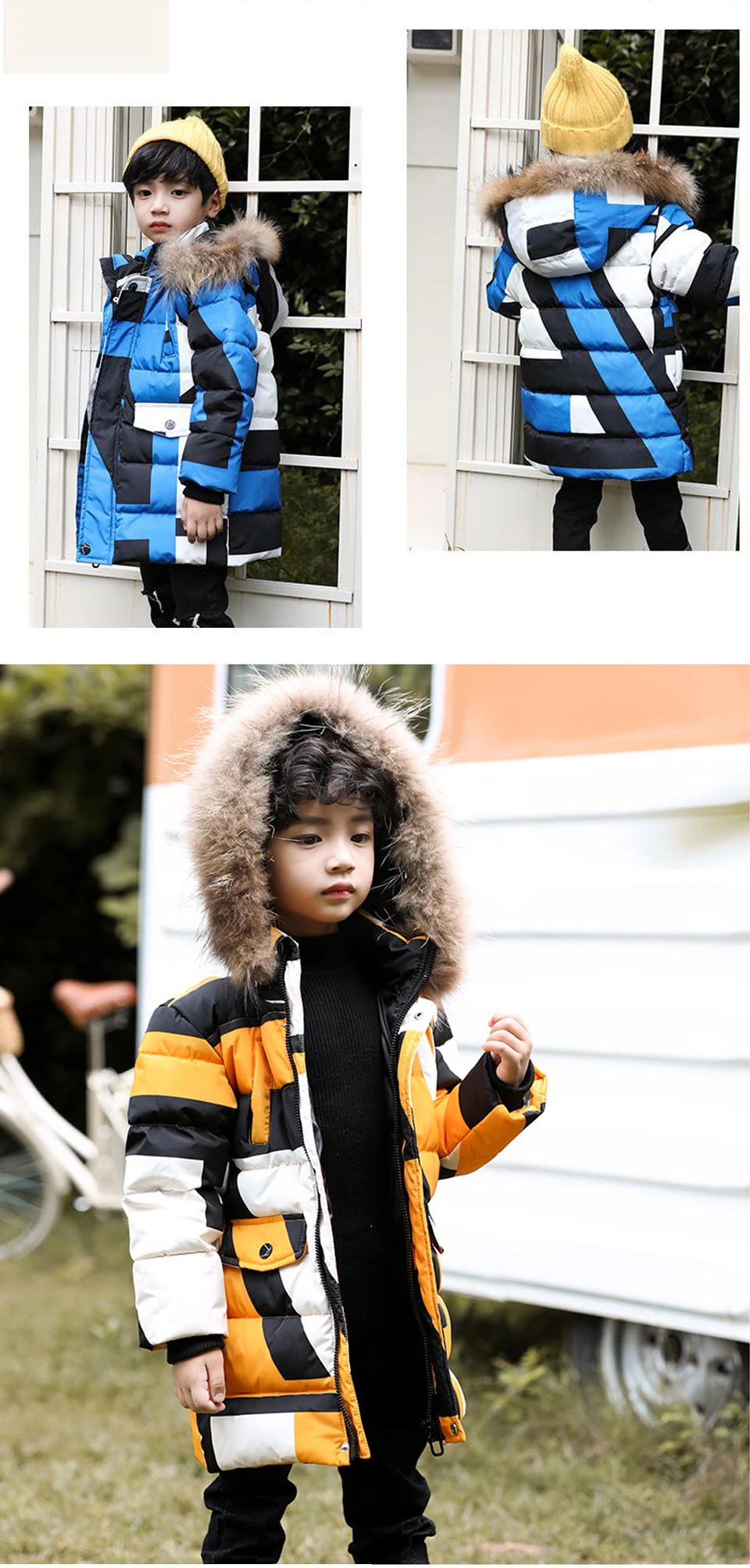 XINBAO/ г. Зимняя куртка для девочек и мальчиков, теплая длинная пуховая куртка с капюшоном и меховым воротником, детская верхняя одежда пуховик для малышей
