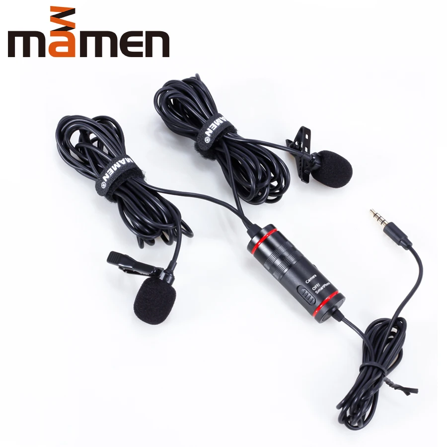 MAMEN KM-D1 Pro профессиональный петличный микрофон 3,5 мм с двойным микрофоном для смартфонов