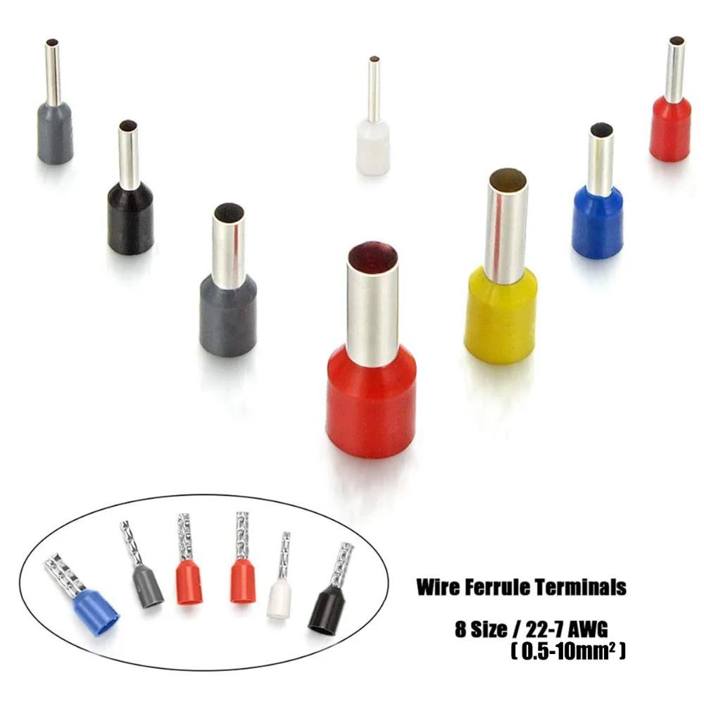 100 Stück AWG22-6 isolierte Kabelendklemmen EV0508 1008 1508 2508 4009 6012 1012 verzinnte Messingrohrstifte, Kabel-Crimpverbinder – Detail 17