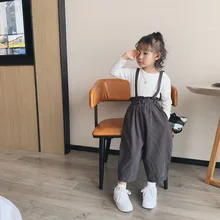 Осень, новые детские корейские штаны, свободные штаны для девочек, повседневные штаны, штаны-бутоны