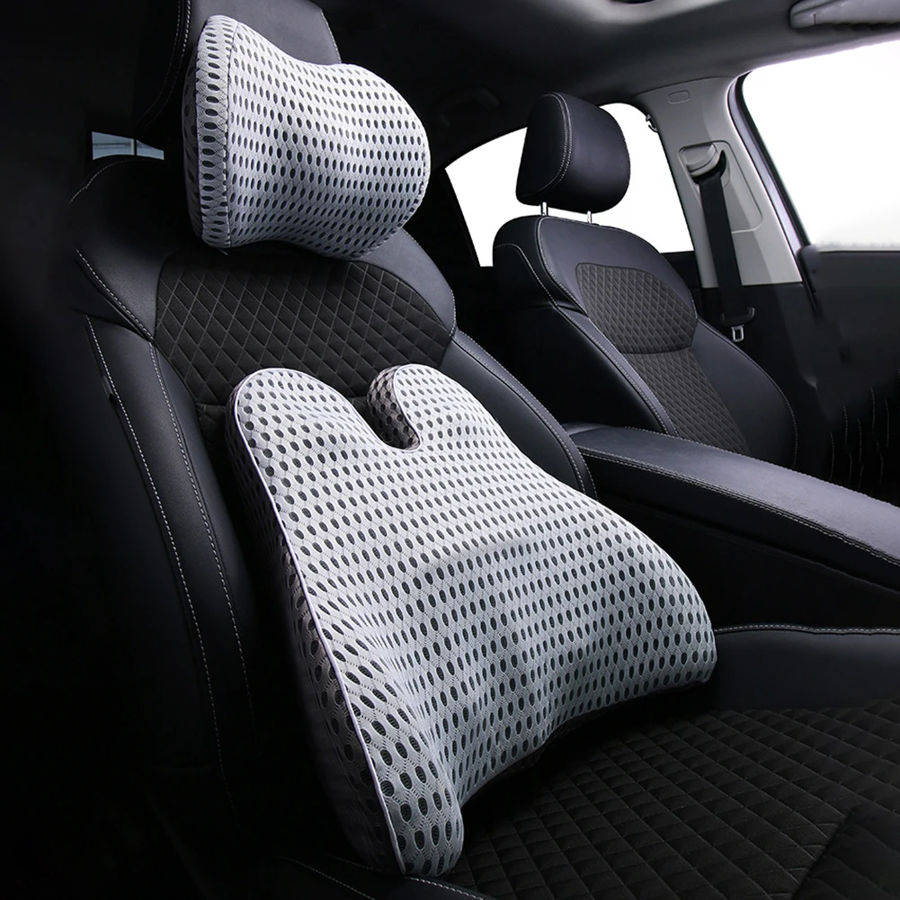 Car Headrest Neck Pillow Support Universal Soft Neck Pillows Cushion Memory Foam Lumbar Pillow Back Support Interior Automotive